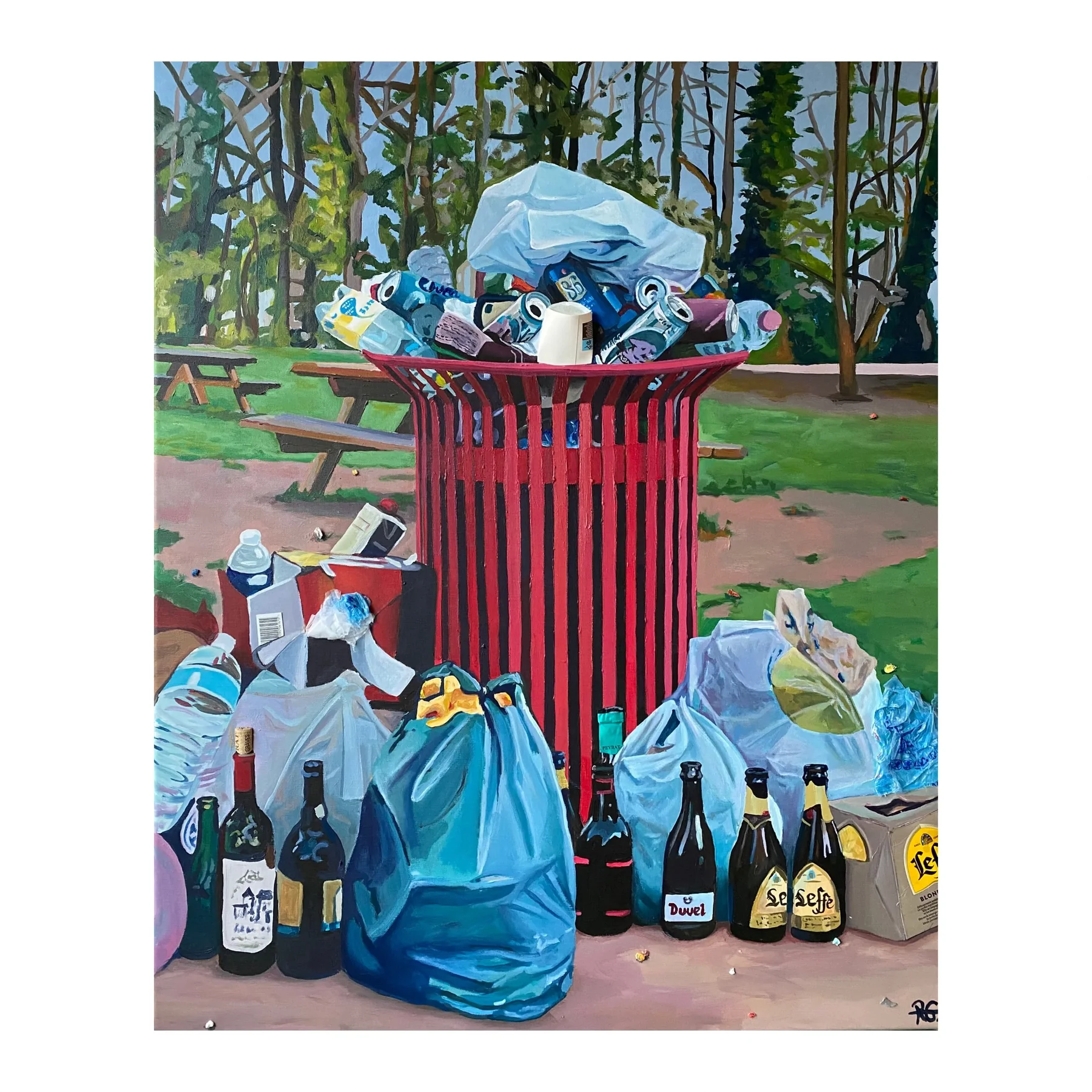 Peinture d’une poubelle par Robin Gaudillat